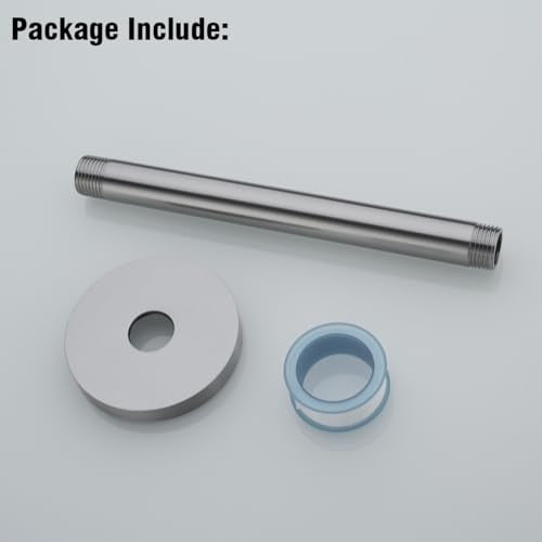 RANDOM Straight Shower Arm with Flange Brushed Nickel 8 Inches Ceiling Mount Shower Head Extension Arm Ceiling-Mounted For Fixed Shower Head.RD-91038-8BN - color: 8″ Brushed Nickel(Round Flange)