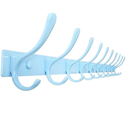 SKOLOO Coat Rack Wall Mounted - 10 Hooks, Heavy Duty, Stainless Steel, Metal Wall Hanger, Sturdy Coat Hooks for Hanging Coats, Jacket, Clothes, Hat, Blue - color: Blue, size: 10 Hook(1 Pack)