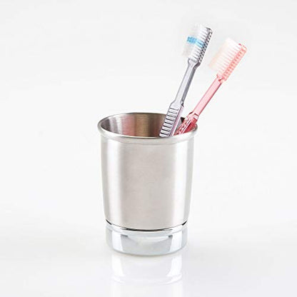 iDesign York Metal Tumbler, Split Finish | Makeup Brush Holder, Toothbrush Holder, 3.25" x 3.25" x 4.25", For Bathroom, Countertop, Desk, Dorm, Vanity - style: Pack of 1