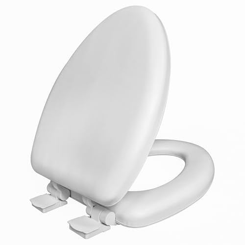 Plexon Soft Cushioned Toilet Seat, Elongated White, Slow-Close Lid & Seat, Quick-Release Hinge, Easy To Clean & Change - color: White, size: Elongated