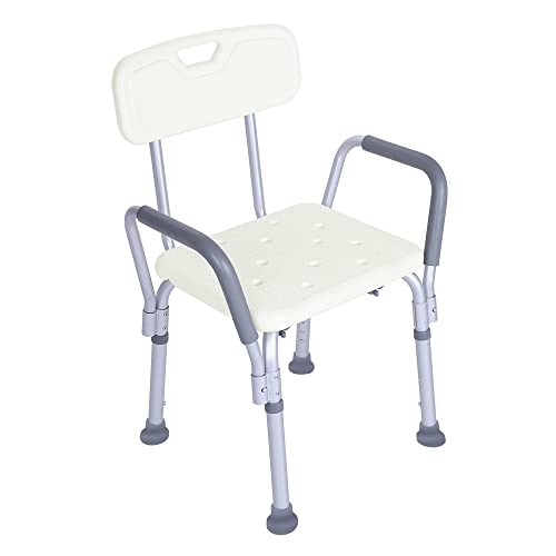 Winado Medical Shower Chair Bath Seat with Padded Armrests & Backrest & Adjustable Legs, Supports up to 450 lbs, Bathtub Safety and Support, White - size: White+Padded Armrests