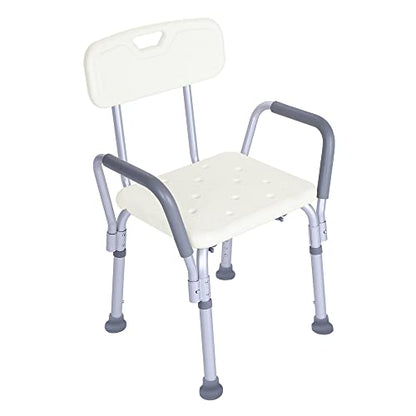 Winado Medical Shower Chair Bath Seat with Padded Armrests & Backrest & Adjustable Legs, Supports up to 450 lbs, Bathtub Safety and Support, White - size: White+Padded Armrests
