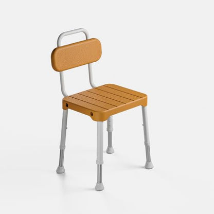 Shower Chair with Back – for Elderly & Disabled, Inside Shower Use | Waterproof, Rustproof, Adjustable height, Non-slip feet, Fits inside a bathtub
