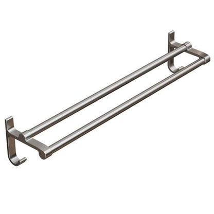 Double Towel Bar with Hooks, Sticky Towel Holder, Bathroom Towel Bar, Rustproof Towel Holder, Sturdy Towel Bar Wall Mounted for Bathroom, Kitchen (50cm) - size: 50cm