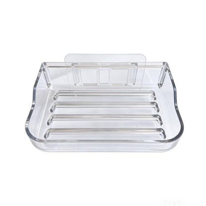 Soap Bar Holder for Shower Wall Mounted, Soap Dish Container Saver Strong Adhesive No Drilling for Bathroom Kitchen Sink, Clear