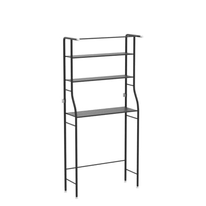 UDEAR 3-Tier Over The Toilet Rack,with Hanging Rod,Tower Shelf,Black | Toilet Towel Rack, Three-layer Iron Plate, Suitable for Bathrooms - color: Black