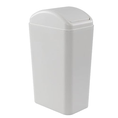 Cand 14 L Small Plastic Garbage Can, Slim Swing Lid Trash Bins, Light Grey - color: Grey
