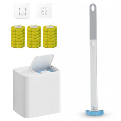 2026 New Disposable Toilet Brush, Disposable Toilet Cleaning System, Ocean/Lemon/Lavender 3 Aromatherapy, Includes Disposable Cleaning Stick, Storage Box and Scented Refill Tabs (Grey-Lemon*18) - color: Grey-lemon*18