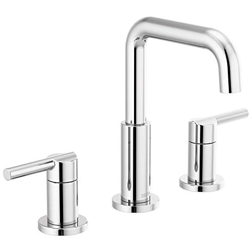 Delta Nicoli Chrome Faucet 3 Hole, 8 Inch Widespread Bathroom Sink Faucet for Vanity, Push-Pop Drain Assembly, Chrome 35849LF - color: Chrome