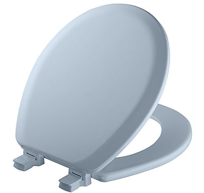 Mayfair Cameron Sky Blue Toilet Seat, Non Slip Heavy Duty Wood, Easy Clean, Made in USA, Round - color: Sky Blue, size: Round
