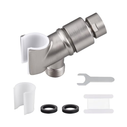 All Metal Handheld Shower Head Holder, Adjustable Shower Wand Holder with Brass Pivot Ball，Shower Arm Holder Mount for Connecting Shower Arm and Shower Hose，Nickel - color: Nickel