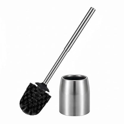 SUS304 Stainless Steel Toilet Brush and Holder Set Stain Nickle 12In Handle BristlesToilet Bowl Brush Cepillo para Baños Bathroom Brushes Cleaning Brush with Case Anti-Rust Brushed Silver