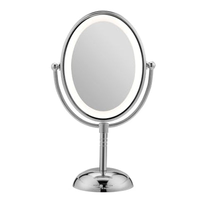 Conair Lighted Makeup Mirror, LED Vanity Mirror, 1X/7X Magnifying Mirror, Double Sided, Battery Operated in Polished Chrome - size: 4.7"L x 8"W, style: Battery Operated