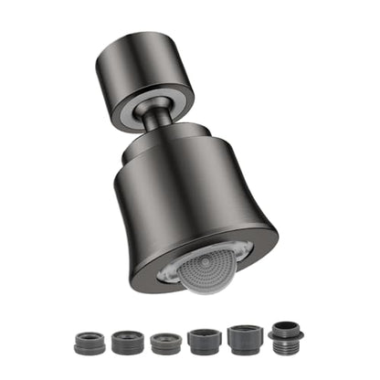 Metal Swivel Sink Faucet Aerator Extender for Kitchen Bathroom | 360° Swivel Faucet Nozzle with 55/64'' Female Thread, Dual Modes Sink Sprayer Attachment, Anti-clogging Design, Gun Gray - color: Gun Gray