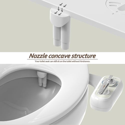 Left Handed Bidet Attachment for Toilet - Self-Cleaning control panel on left side Dual Nozzle (Frontal & Rear Wash) Non-Electric Adjustable Water Pressure, Water Bidet Toilet Seat Attachment - color: Silver handle