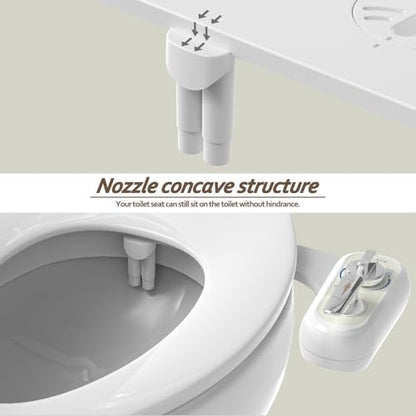 Left Handed Bidet Attachment for Toilet - Self-Cleaning control panel on left side Dual Nozzle (Frontal & Rear Wash) Non-Electric Adjustable Water Pressure, Water Bidet Toilet Seat Attachment - color: Silver handle