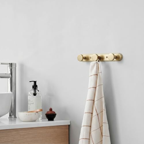 Goo-Ki 1 Pack Champagne Bronze Coat Rack Wall Mount Heavy Duty, Towel Rack Zinc Alloy Coat Hooks Wall Mounted for Hanging Bag Hat Clothes - color: Champagne Bronze, size: 3 Hooks