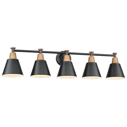 FEMILA 37.4" Black Vanity Light, Black Bathroom Light Fixture, Bathroom Lighting Fixtures Over Mirror with Matte Black Finish, 4FG59B-5W BK - color: Matte Black, size: 37"