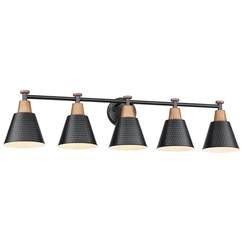 FEMILA 37.4" Black Vanity Light, Black Bathroom Light Fixture, Bathroom Lighting Fixtures Over Mirror with Matte Black Finish, 4FG59B-5W BK - color: Matte Black, size: 37"