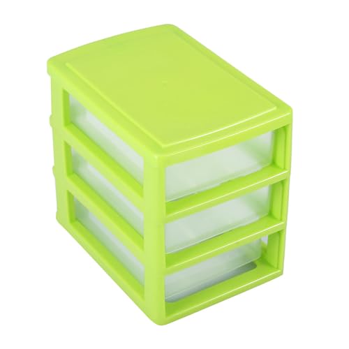 3 Tier Plastic Drawer Organizer with Adjustable Dividers, Compact Detachable Storage Box for Jewelry Makeup Accessories, Multi Purpose Home Office Bathroom Organization (3 Layers of Green)