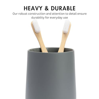 Yew Design Matte Gray Bathroom Toothbrush Holder Cup - Round - color: Round Matte Gray