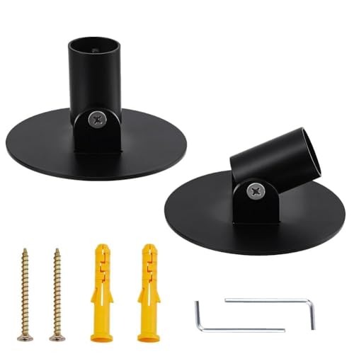 AHANDMAKER 2Pcs Adjustable Shower Curtain Rod Bracket for Slanted Wall, 22mm Angled Shower Rod Mount Stainless Steel Single Swivel Flange for Bathroom Angled Sloped Ceiling Wall, Black - size: 22.5mm