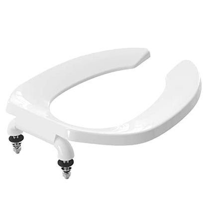 Commercial Heavy Duty Open Front Toilet Seat Without Cover, Thickened Material, Never Loosen, ELONGATED, White (18.5”), 1-Pack - size: Elongated-1-Pack