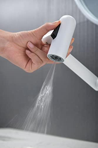 Rotatable Bathroom Faucet with Temperature Display in Fahrenheit (Batteries-Free), 3 Water Outlet Modes, White, BF2204-4 - color: White