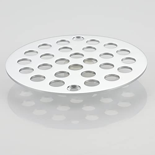 Round 4 Inch Screw-in Floor Drain Cover Replacement Shower Drainer Grate with Screws Chrome - color: Chrome