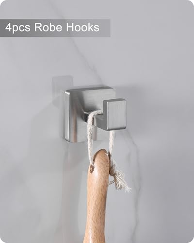 Brushed Nickel Bathroom Hardware Set 10 Pieces Includs 2pcs 24 inch Towel bar, 2pcs Towel Ring, 2pcs Toilet Paper Holder, 4pcs Towel Hook (Brushed-10PCS-24Inch)