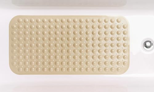 Large Non-Slip Bathtub & Shower Mat 31”x16” (Smooth/Non-Textured Tubs Only) Safe, Clean, Machine-Washable, Superior Grip&Drainage, Vinyl, Opaque Light Brown - color: Opaque Light Brown, size: Large (31"x16")