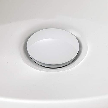 Faucet Sink Drain Stopper Vessel Vanity Pop Up Drain with Overflow | Solid Brass White Color Sink Drains Bath Assembly Fits 1.57 to 2.36 Inch Sink Openings with 1-1/4 Inch Large Cap And Basket - size: With Overflow