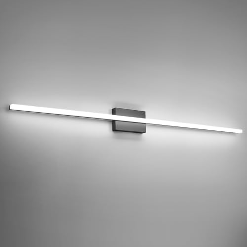 48Inch Bathroom Vanity Light Fixtures Extra Long Lighting Bar Above Mirror, Modern Black Bright 23W 2300LM Wider Coverage Slim Sleek IP44 Rustproof LED Bath Wall Sconce for Makeup Cool White - color: 6000K-Not Dimmable, size: 48inch