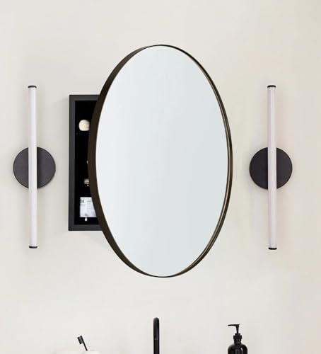 Surface Mount Oil Rubbed Bronze Round CircleBathroom Medicine Cabinet with Mirror Circlular Shaped Stainless Steel Metal Framed Medicine Cabinets Bathroom Cabinet with Mirror 24'' Diameter - color: Oil Rubbed Bronze, size: 24'' Dia
