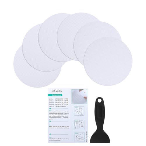PATIKIL Bathtub Non Slip Stickers, 6 Pack Safety Shower Floor Anti Slip Stickers with Adhesive Decals Scraper for Bath Tub Shower Floor Stair, White - color: White