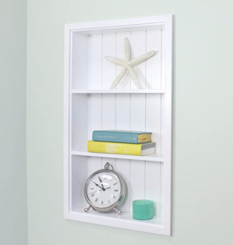 14x24 Sloane Recessed Wall Niche Medicine Cabinet Replacement, in The Wall Bathroom Cabinet Insert Shelf/Shelves, Made in North America, Real Wood, NO MDF, White Beadboard Back - color: White, size: 14x24