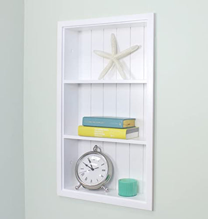 14x24 Sloane Recessed Wall Niche Medicine Cabinet Replacement, in The Wall Bathroom Cabinet Insert Shelf/Shelves, Made in North America, Real Wood, NO MDF, White Beadboard Back - color: White, size: 14x24