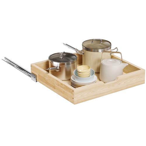 Pull Out Cabinet Organizer, 22.5 in W x 21 in D Solid Wood Slide Out Drawer, Soft Close Sliding Shelf, Bottom or Side Mount for Kitchen Pantry Bathroom, Fits 23.5 in Cabinet Opening - size: 22½” W × 4"H x 21” D