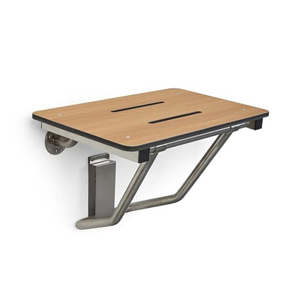30" x 15" Teak Folding Wall Mount Shower Seat Bench, ADA Compliant - color: Teak, size: 30 inch