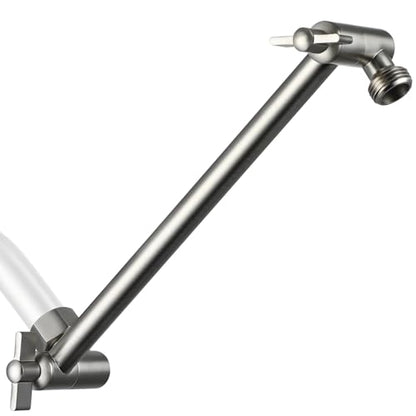 G-Promise All Metal Shower Head Extension Arm (Brushed Nickel, 9.5 INCH) | Rise or Lower Shower Head, Height & Angle Adjustable Extender, Anti-Leak, Firmly Secure Shower Head, Easy to Install - color: Brushed Nickel