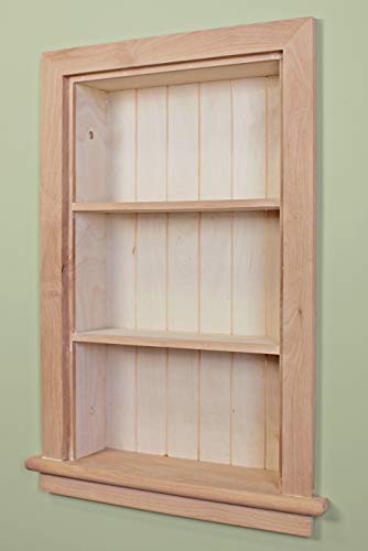 14x24 Aiden Recessed Wall Niche Medicine Cabinet Replacement, in The Wall Bathroom Cabinet Insert Shelf/Shelves, Made in North America, Real Wood, NO MDF, Beadboard, Unfinished - color: Unfinished 4 Shelf, size: 14x24