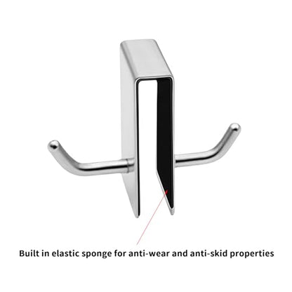 Double Hooks for Glass Shower Door, Over The Glass Towel Hooks - No Drill Bathroom Organizer, Shower Caddy for Towels, Robes, Loofahs