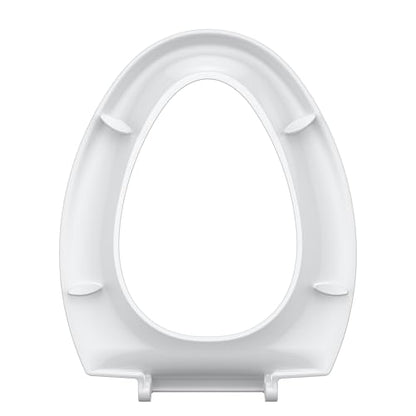 19" Elongated Toilet Seat with Quiet-Close Lid, Soft Close Slow Close Cover with Quick-Release & Quick-Attach Hardware, Full Flat White, Easy Clean Design, Grip-Tight Bumpers - color: White, Standard (Quick-Release), size: Elongated (19″)