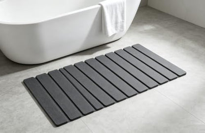 Foldable Stone Bath Mat Quick Dry Non-Slip 23.6 x 15.5 in Bathroom | Foldable Stone Bath Mat with Non-Slip, Diatomaceous Earth Bath Mat with Non-Slip Mat,Quick Dry, Stone Material, Bathroom Use - color: Grey
