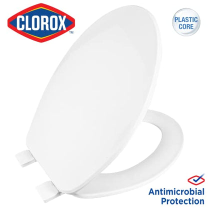 Clorox Elongated Plastic Toilet Seat with Easy-Off Hinges, Wiggle-Free - style: Elongated Plastic
