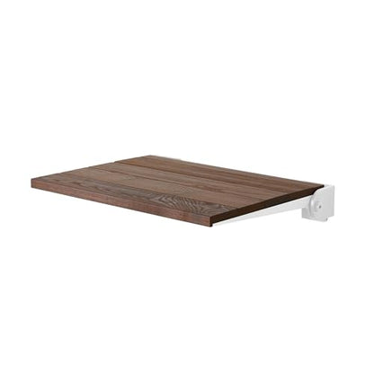 Seachrome 18 inch Silhouette Slimline Folding Wall Mount Shower Bench Seat, Natural Ash Wood Thermacor Seat with White Frame - color: Walnut Ash Wood With White Frame