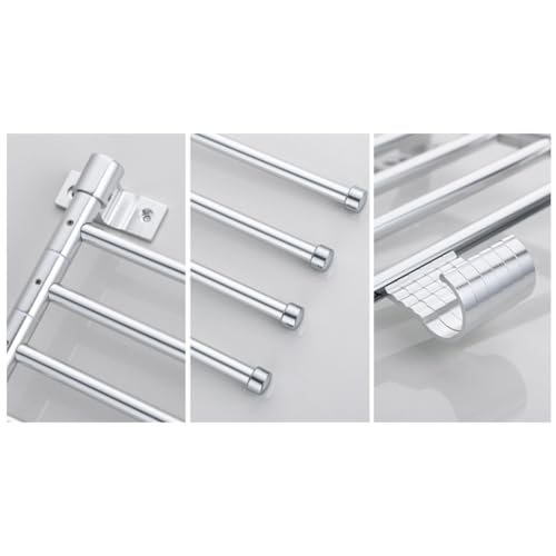 ZHOUXIAO Modern Swing Out Towel Bar Holder with Hooks for Bathroom and Kitchen/Swivel Multiple Towel Rack, Towel Bar Folding Arm Swivel Hanger Bathroom Storage Wall Mounted 5Bars