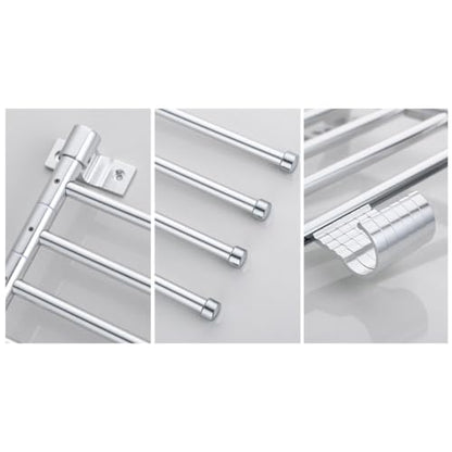 ZHOUXIAO Modern Swing Out Towel Bar Holder with Hooks for Bathroom and Kitchen/Swivel Multiple Towel Rack, Towel Bar Folding Arm Swivel Hanger Bathroom Storage Wall Mounted 5Bars