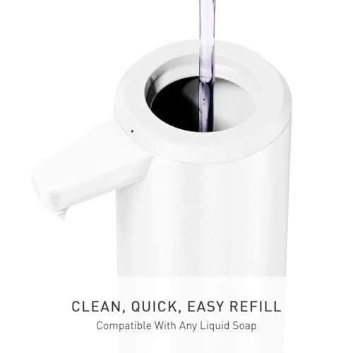 simplehuman Liquid Sensor Pump, 9 oz Automatic Soap Dispenser for Kitchen and Bathroom, Touchless Motion Sensor, Variable Dispense, Rechargeable, No-Drip Spout, High-Grade White Steel - color: White, style: 9 Oz.