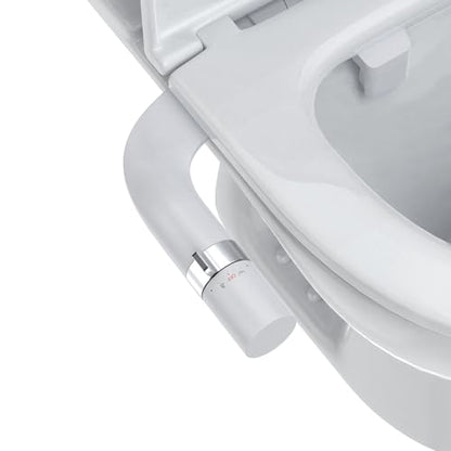 Toilet Bidet Attachment Non-Electric Dual Nozzle – Self-Cleaning Frontal & Rear Wash, Adjustable Water Pressure, Fresh Cold Water Sprayer, Ultra-Slim Easy to Install, Toilet Seat Attachment, Chrome - color: Chrome, style: EB5600